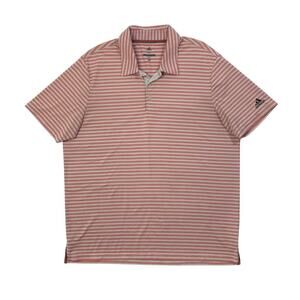 Adidas Polo Shirt Mens XL Extra Large Red Striped Breathable Wicking Golf